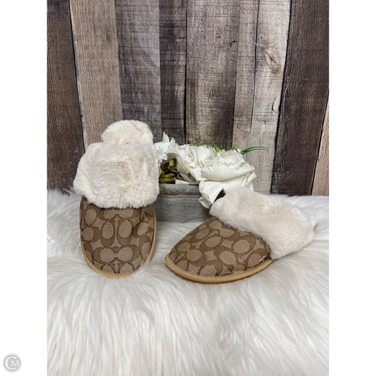 Slippers Designer By Coach In Brown