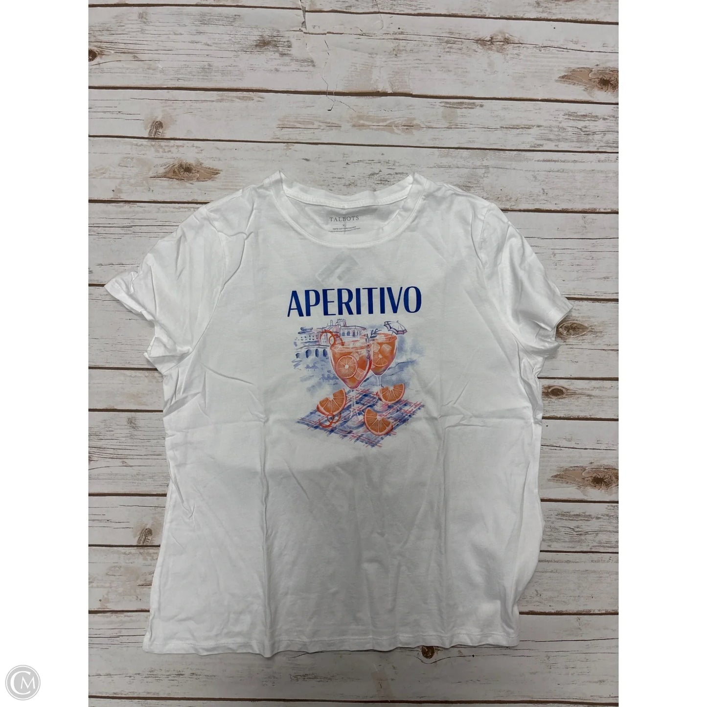 Top Short Sleeve Basic By Talbots In White, Size: Xl