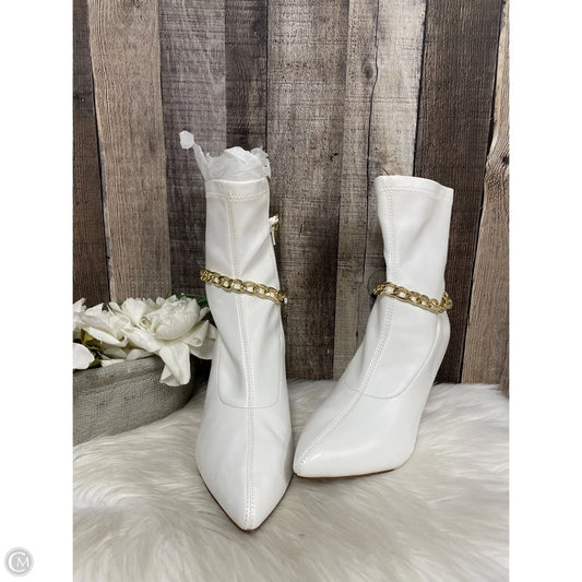 Boots Ankle Heels By Rouge In White, Size: 10