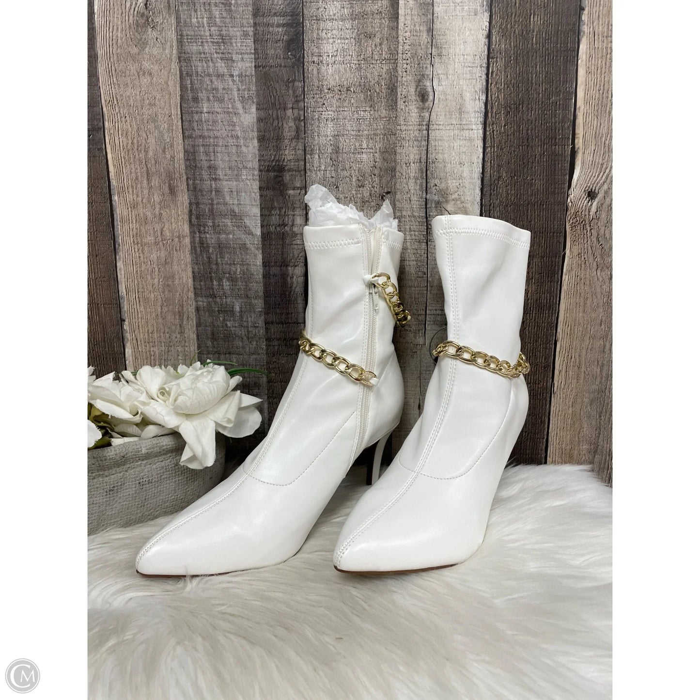 Boots Ankle Heels By Rouge In White, Size: 10