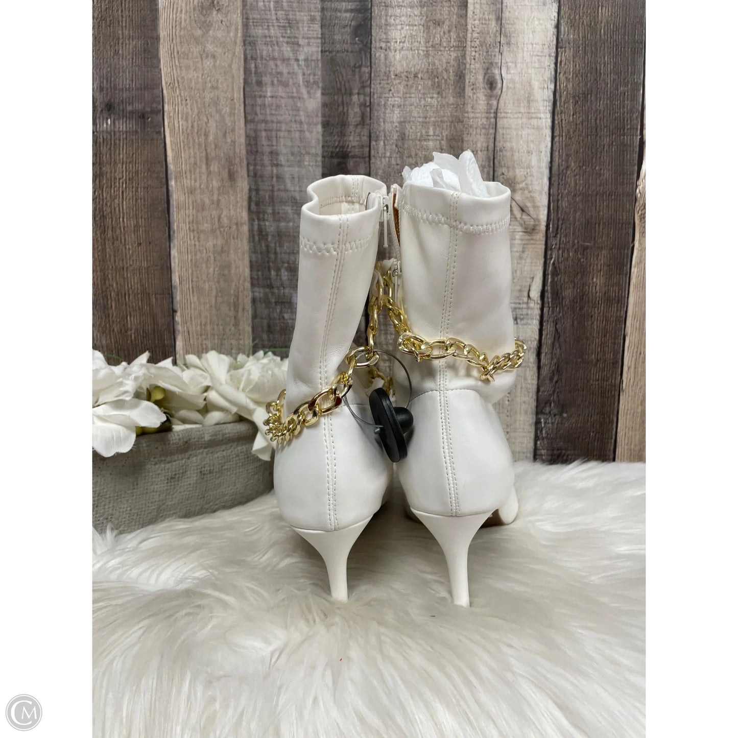 Boots Ankle Heels By Rouge In White, Size: 10