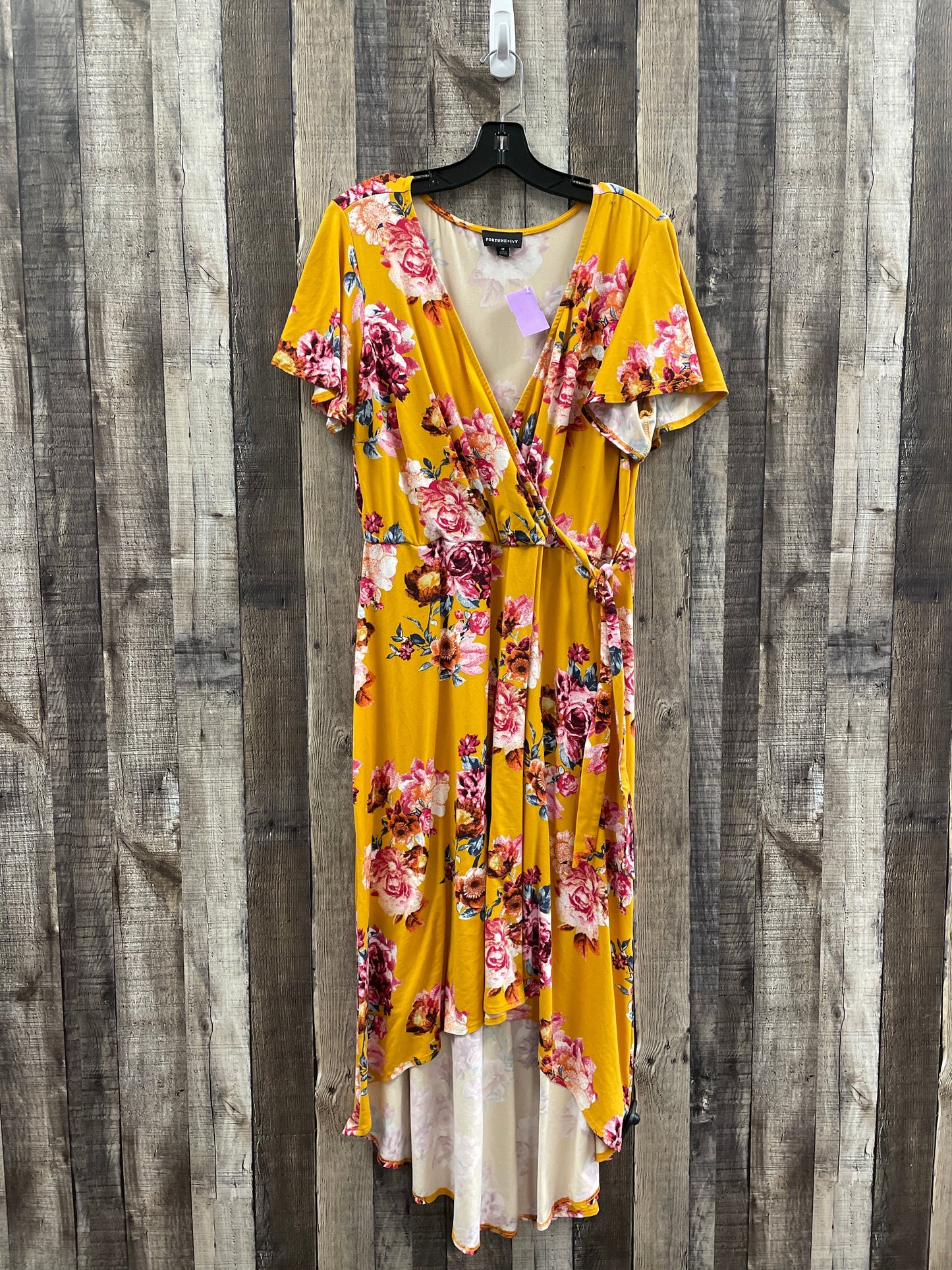 Yellow Dress Casual Maxi Fortune & Ivy, Size 1x