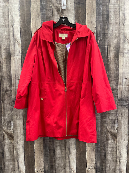 Red Coat Raincoat Michael By Michael Kors, Size 2x