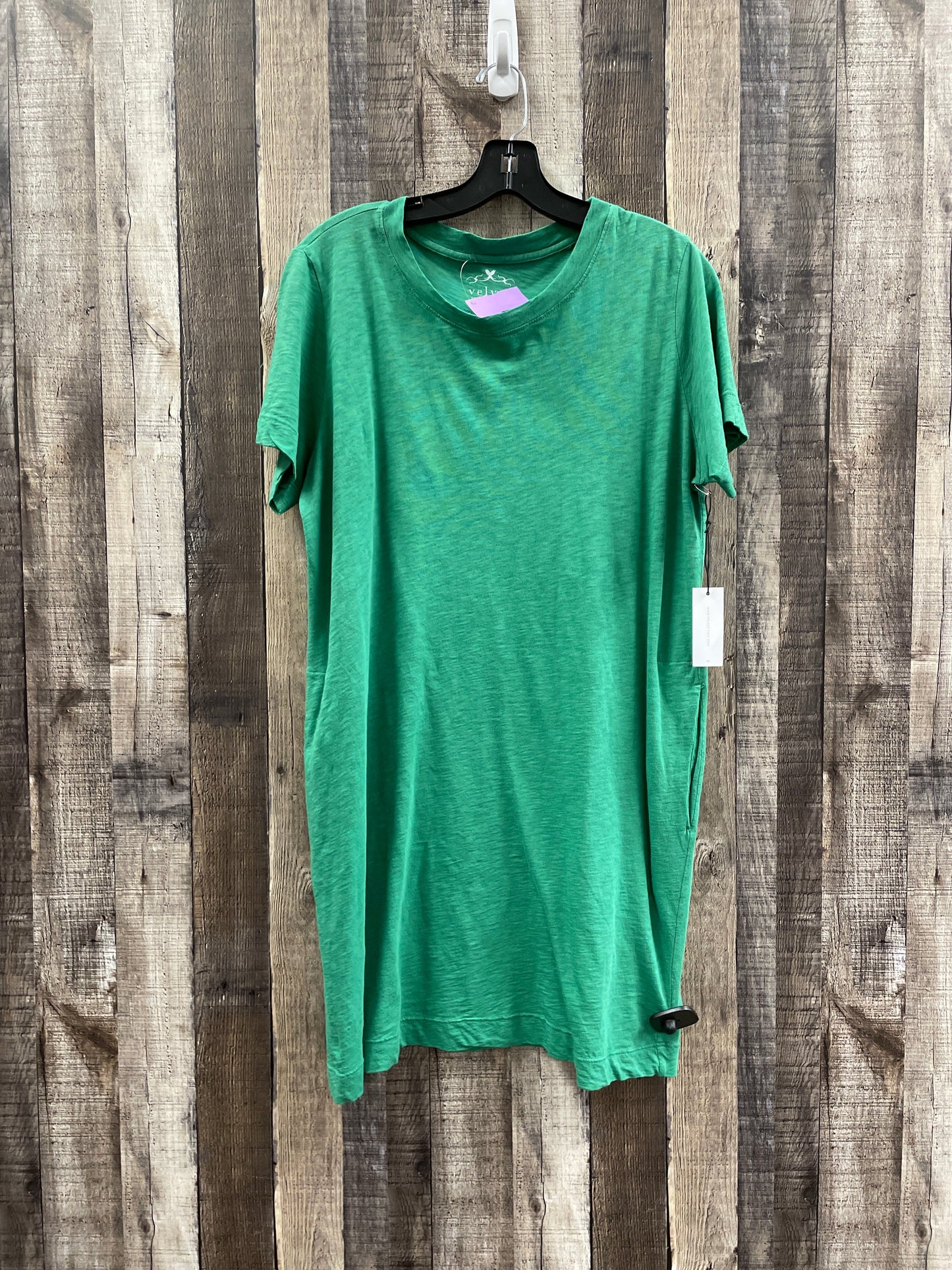 Green Dress Casual Short Velvet, Size M