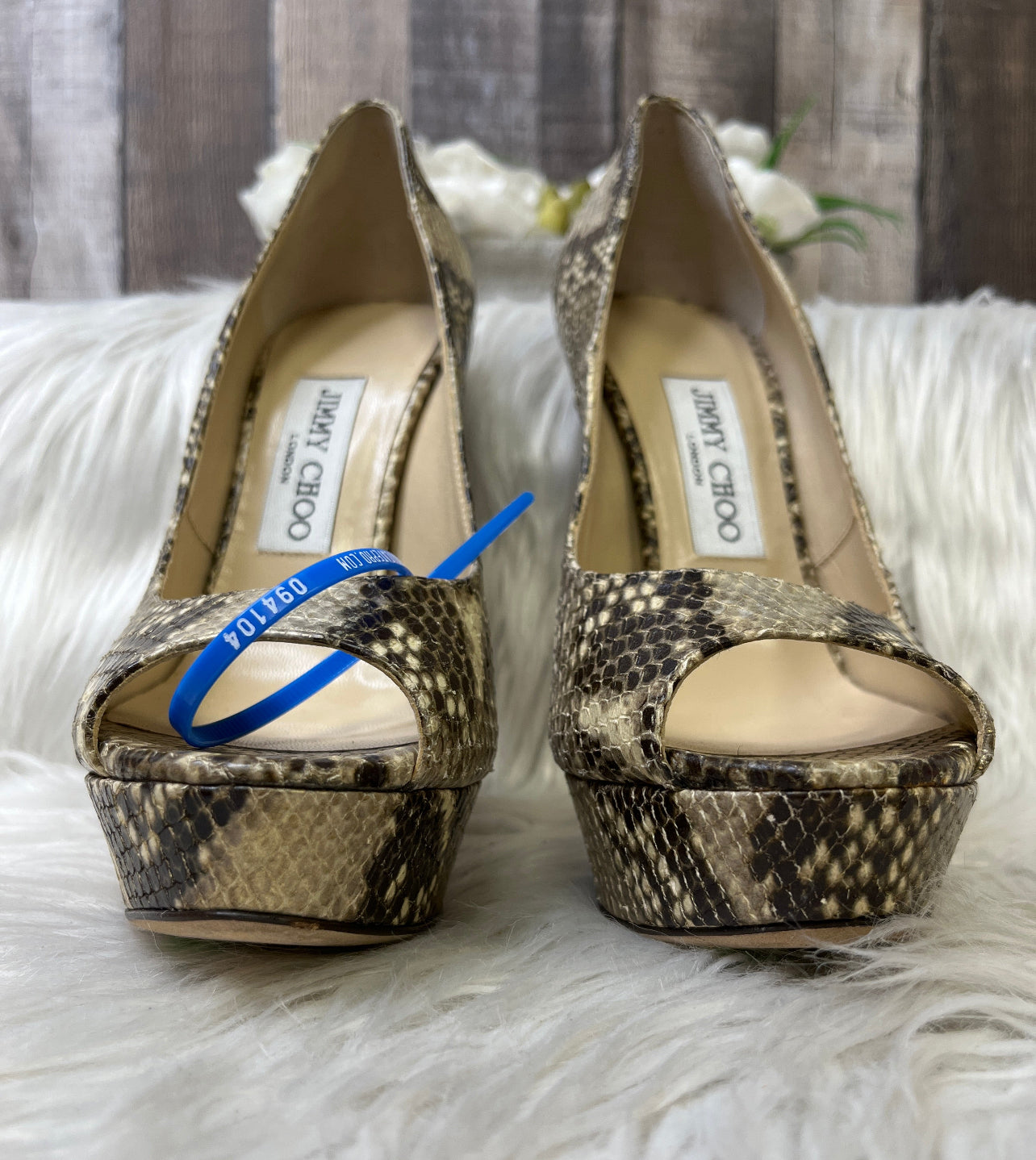 Snakeskin Print Shoes Luxury Designer Jimmy Choo, Size 8.5