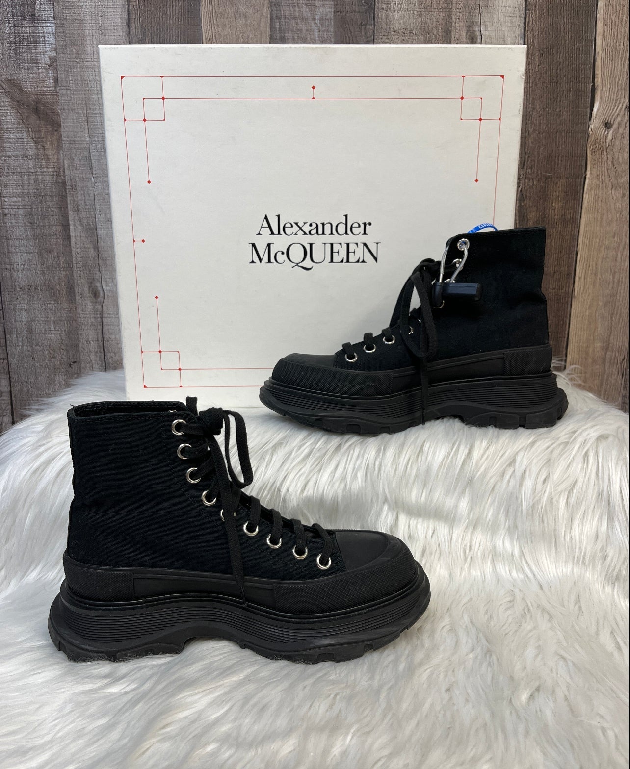 Black Shoes Luxury Designer Alexander Mcqueen, Size 7