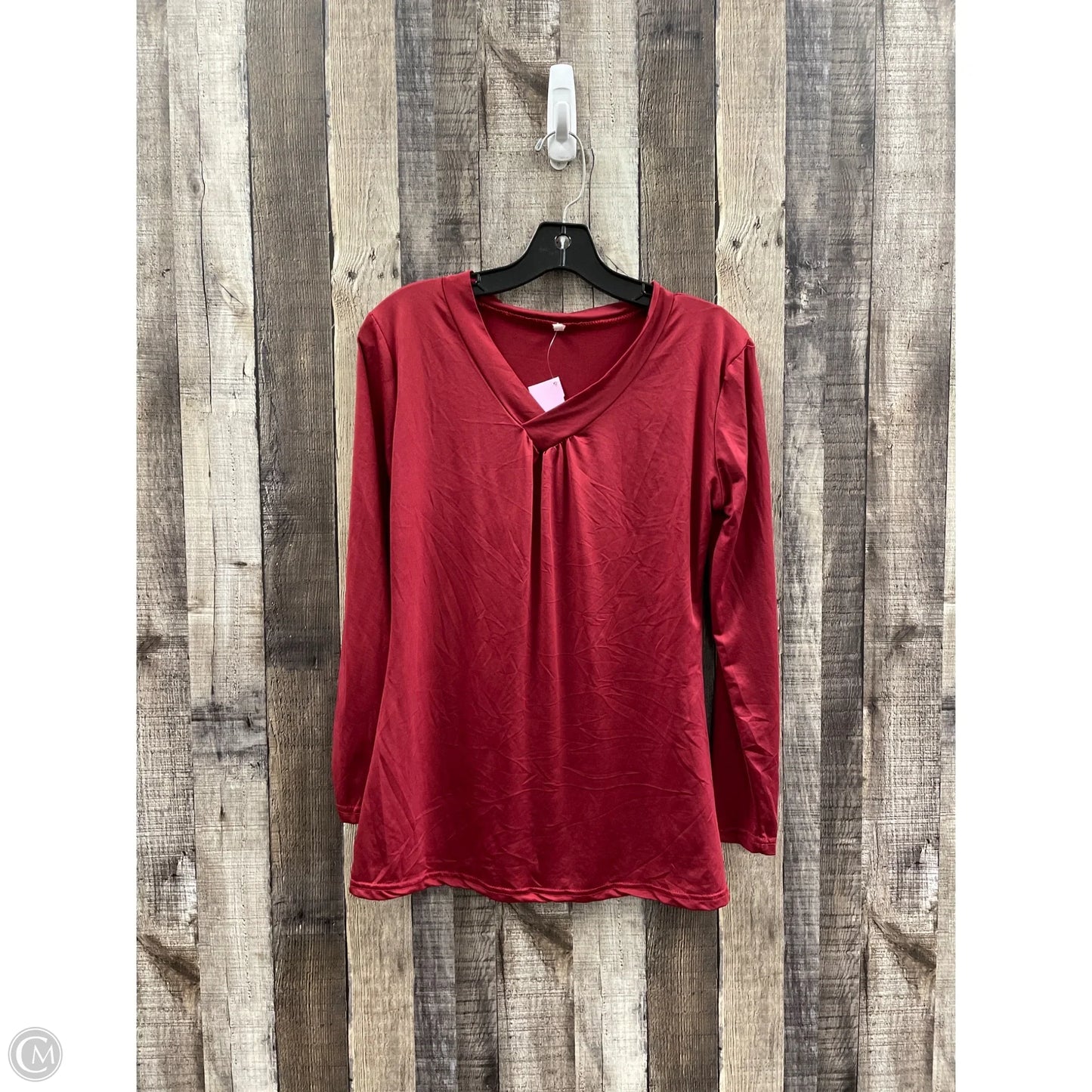 Top Long Sleeve By Cmf In Red, Size: M