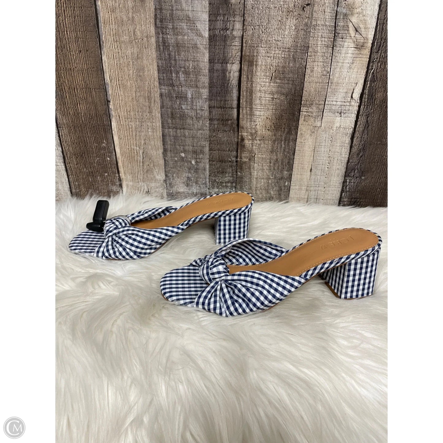 Sandals Heels Kitten By J. Crew In Plaid Pattern, Size: 7.5