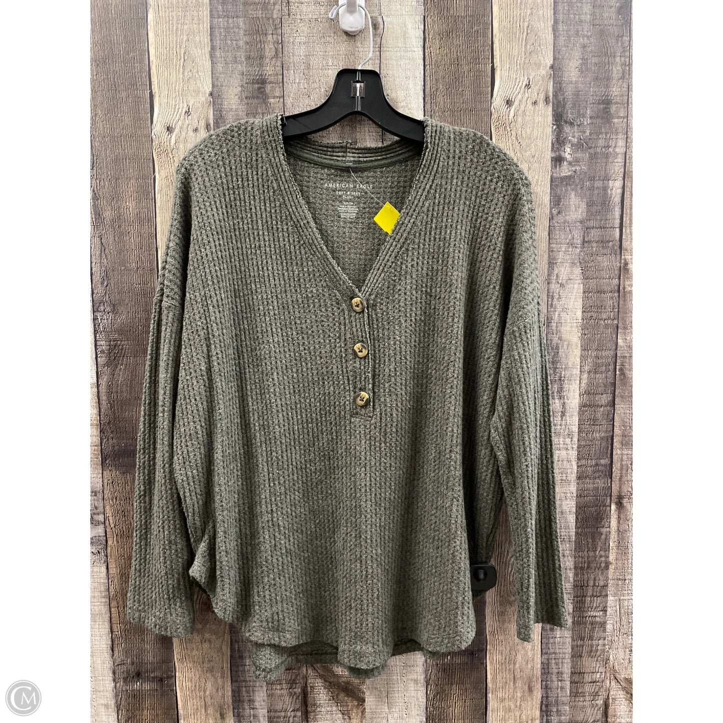 Top Long Sleeve By American Eagle In Green, Size: S