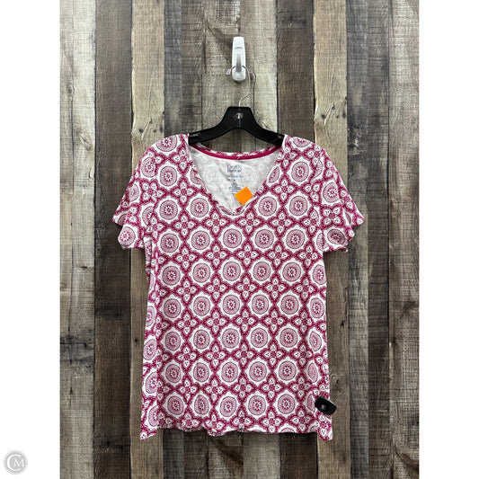 Top Short Sleeve By Croft And Barrow In Pink & White, Size: M