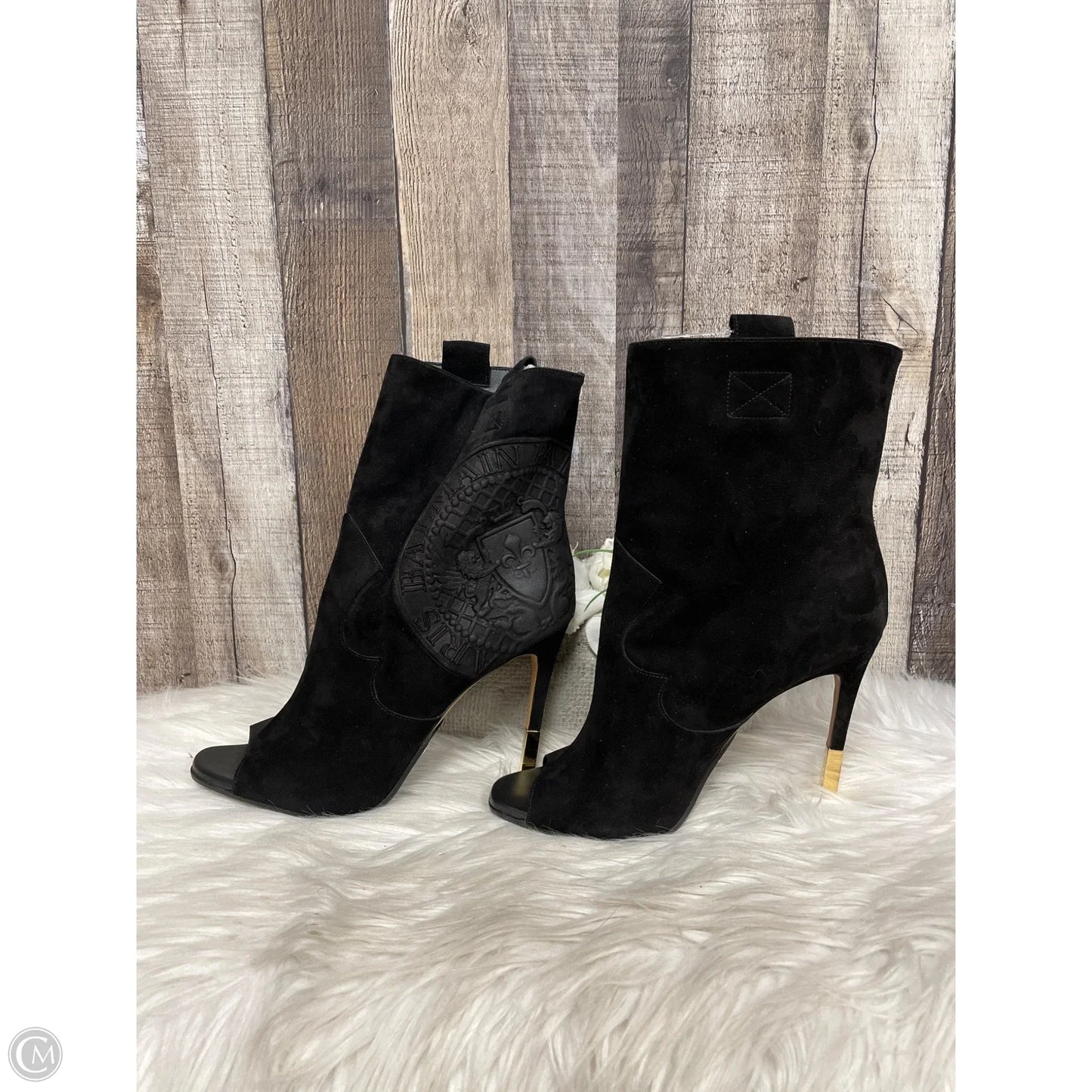 Boots Luxury Designer By Balmain In Black, Size: 8.5