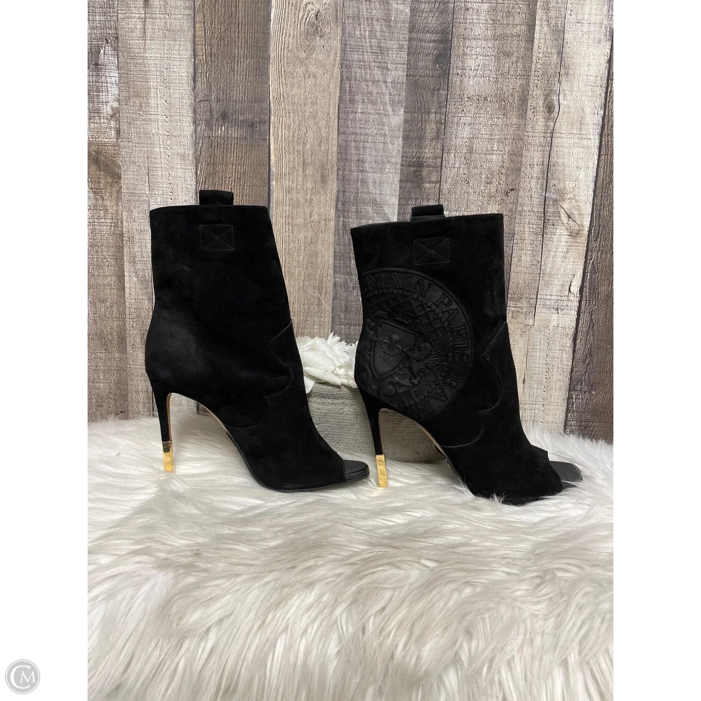 Boots Luxury Designer By Balmain In Black, Size: 8.5