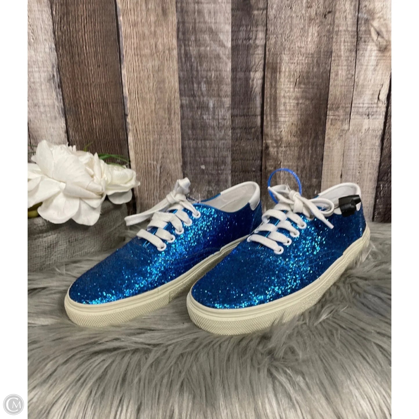 Shoes Luxury Designer By Yves Saint Laurent In Blue, Size: 8.5
