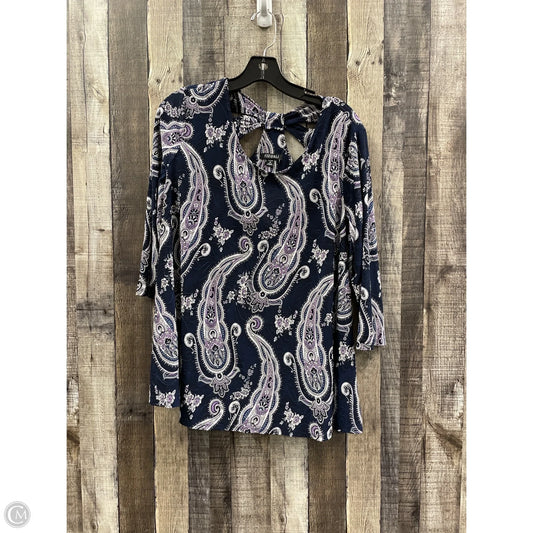 Top Long Sleeve By Roz And Ali In Navy, Size: 1x