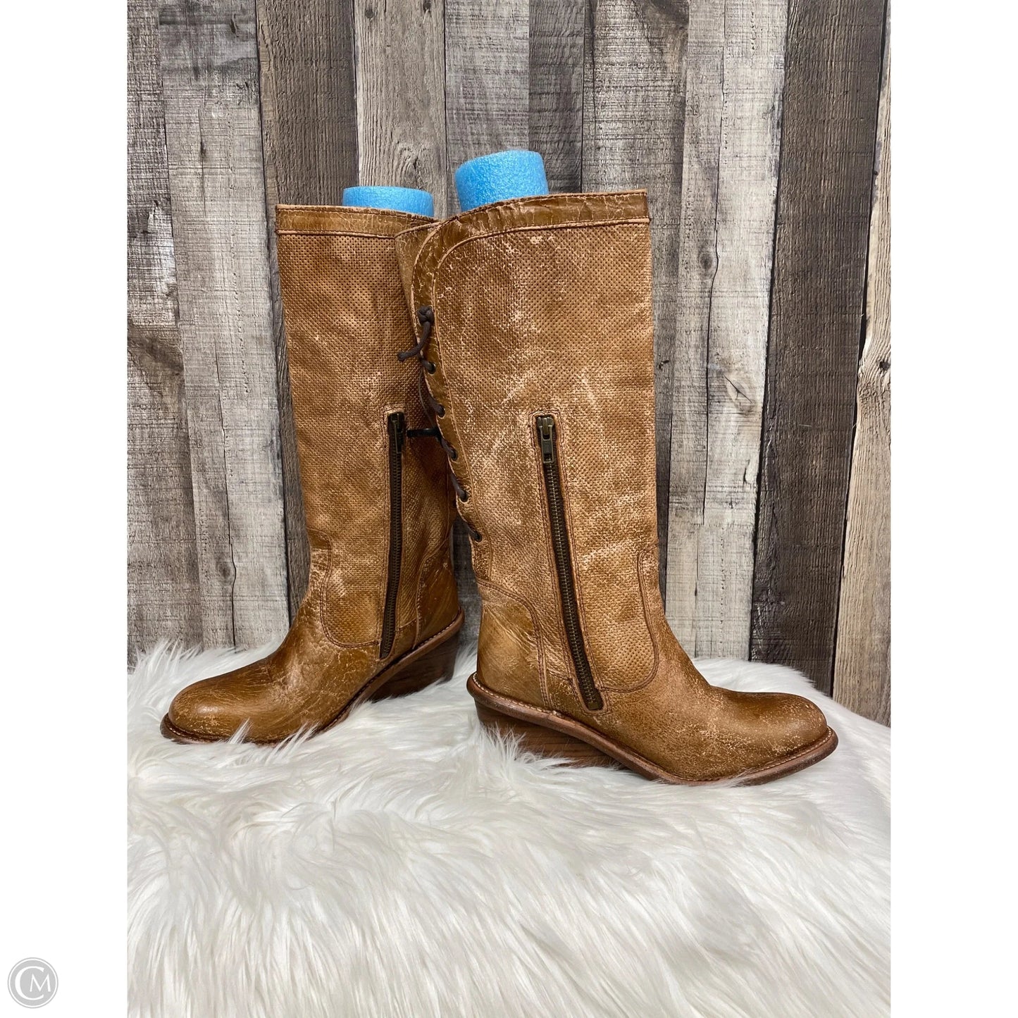 Boots Knee Heels By Bed Stu In Brown, Size: 8.5