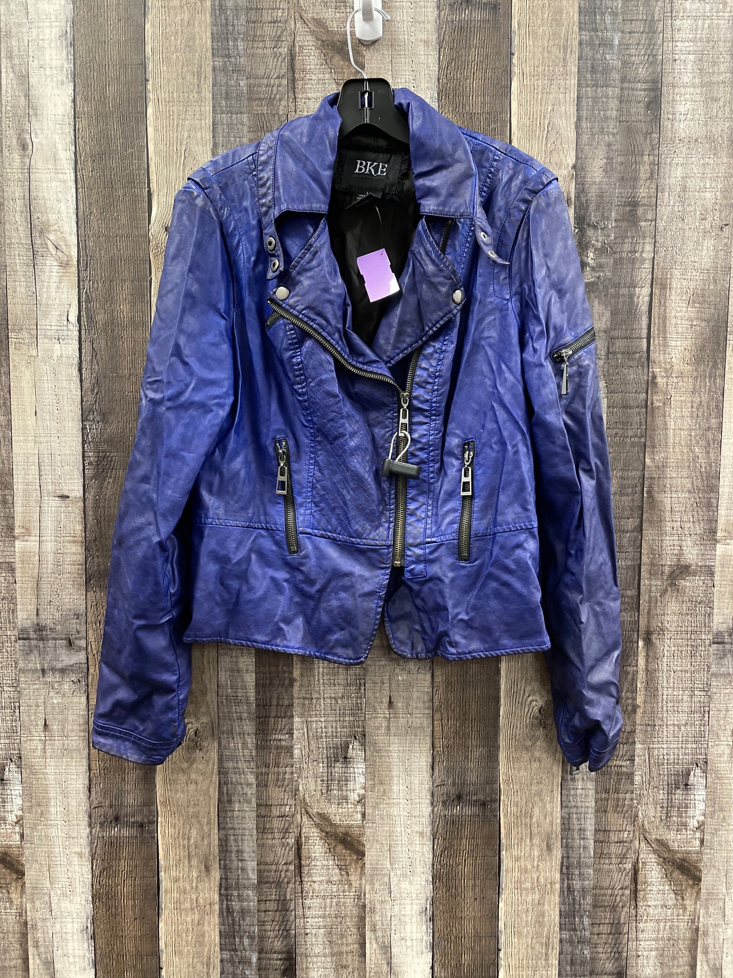 Jacket Leather By Bke In Blue, Size: L