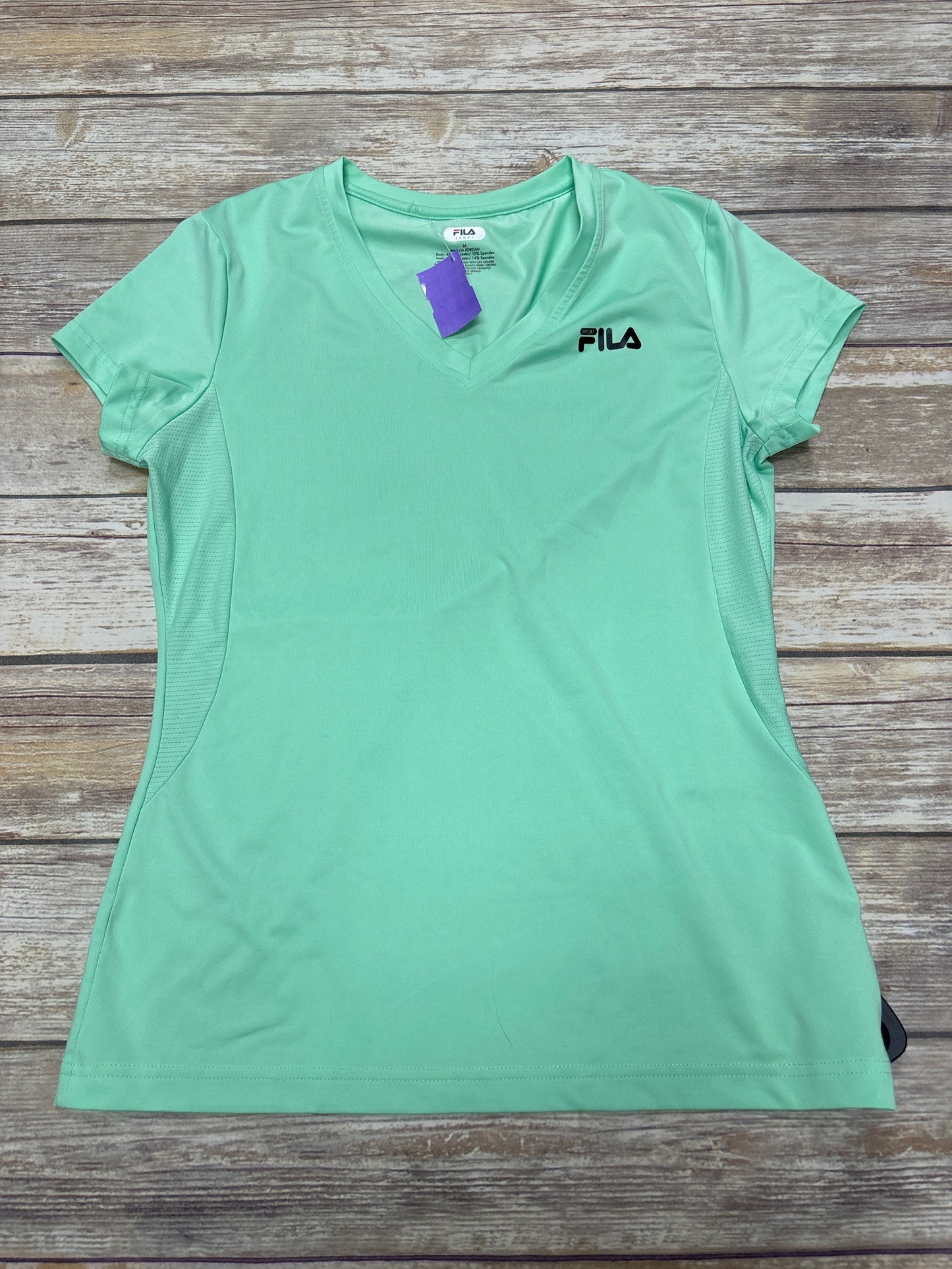 Green Athletic Top Short Sleeve Fila, Size M