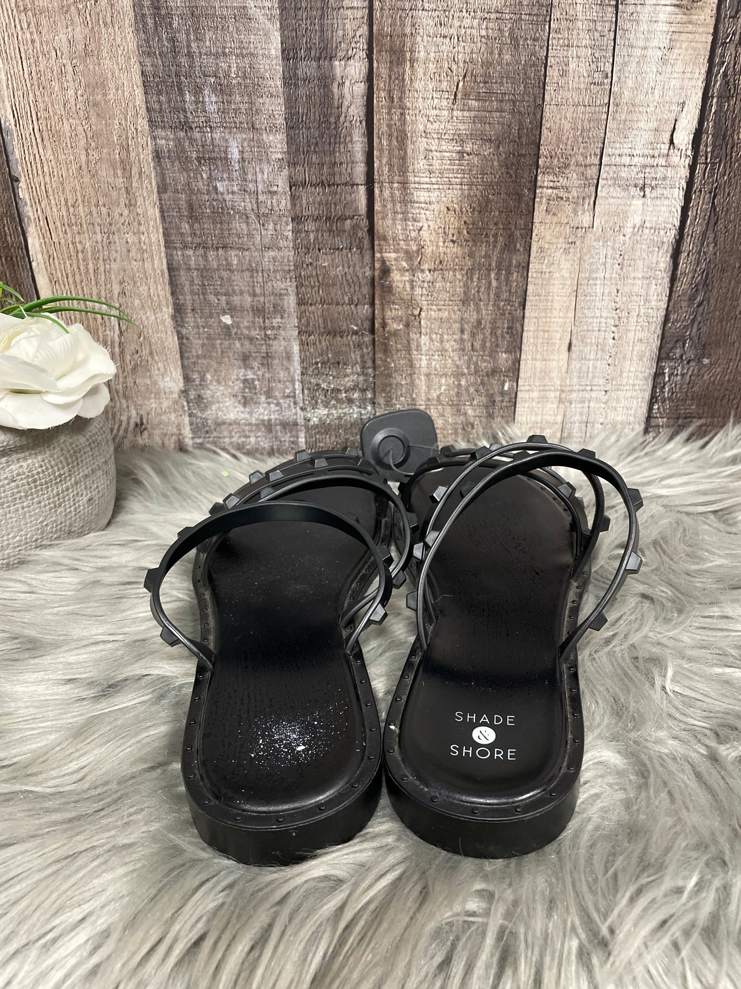 Black Sandals Flats Shade & Shore, Size 8