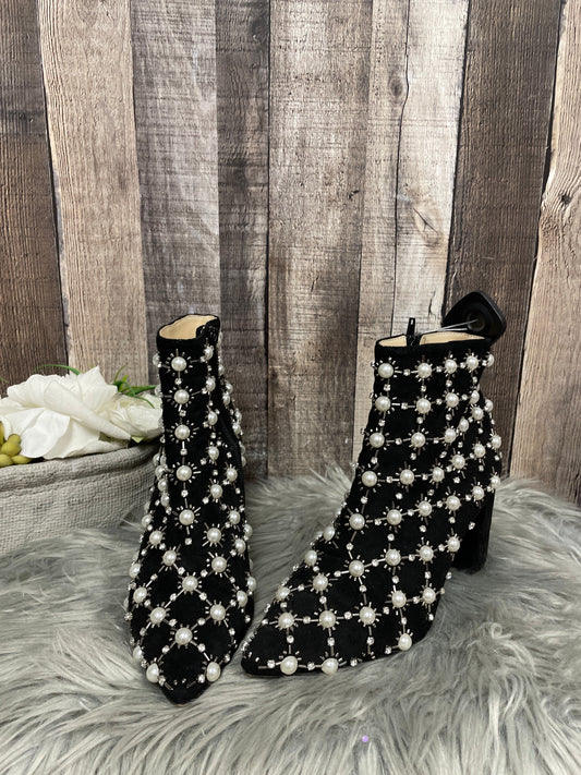 Black Boots Ankle Heels Betsey Johnson, Size 6.5