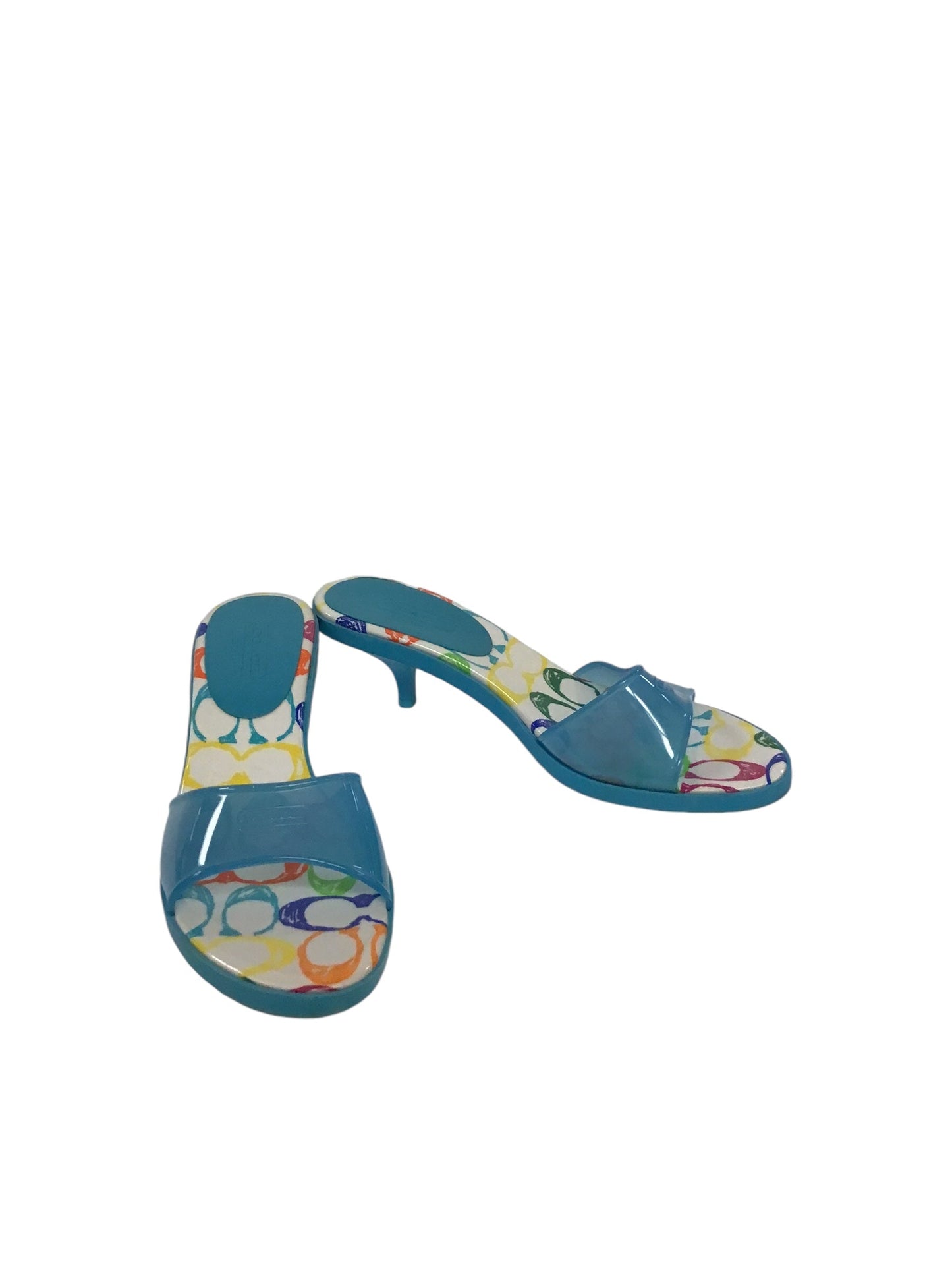 Sandals Heels Kitten By Coach In Blue, Size: 10