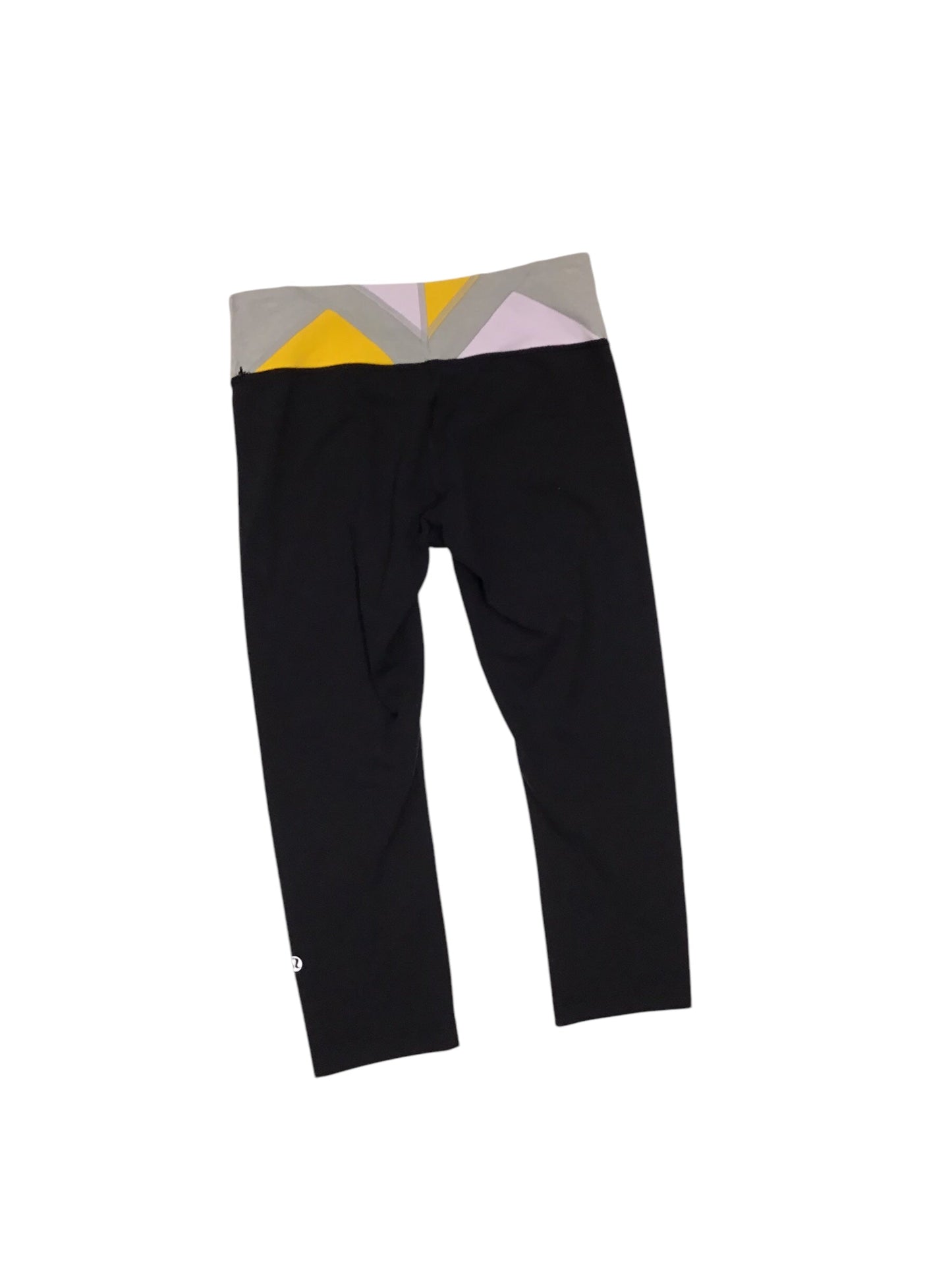 Athletic Capris By Lululemon In Black & Yellow, Size: M