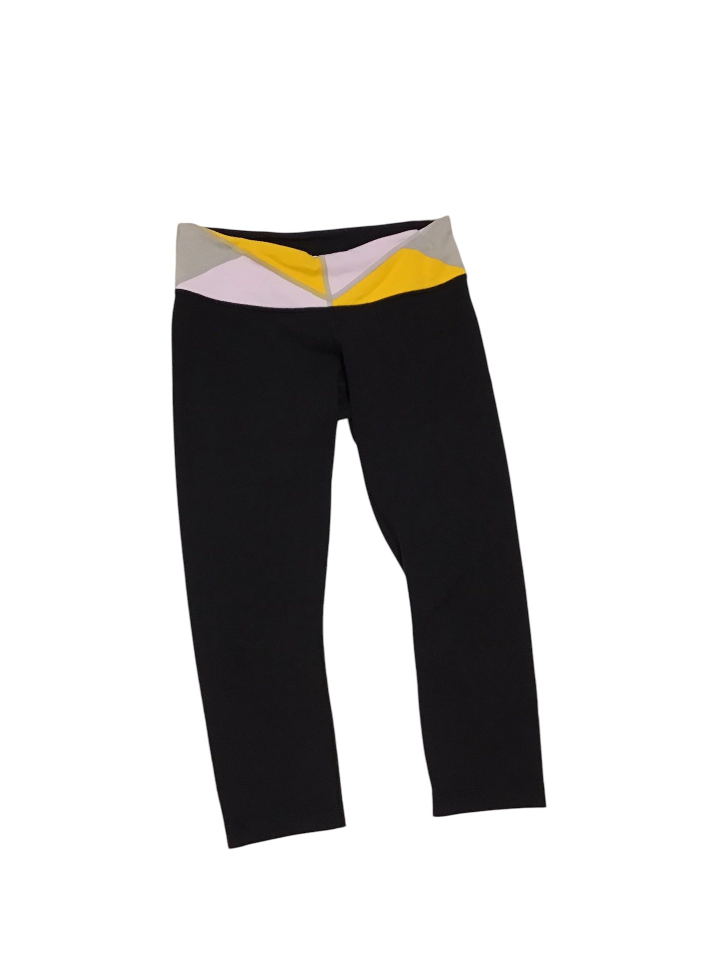 Athletic Capris By Lululemon In Black & Yellow, Size: M