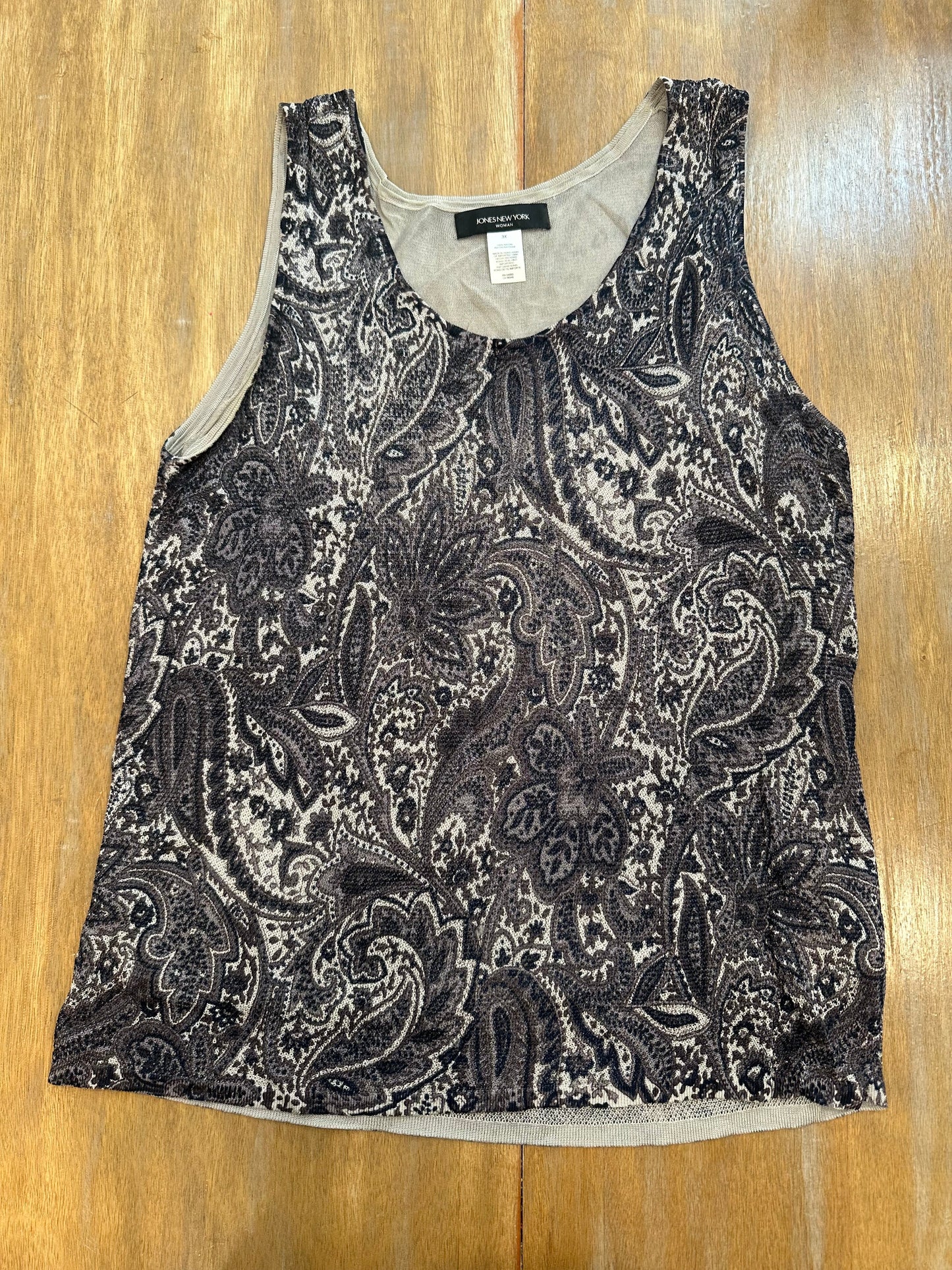 Grey Top Sleeveless Jones New York, Size 3x