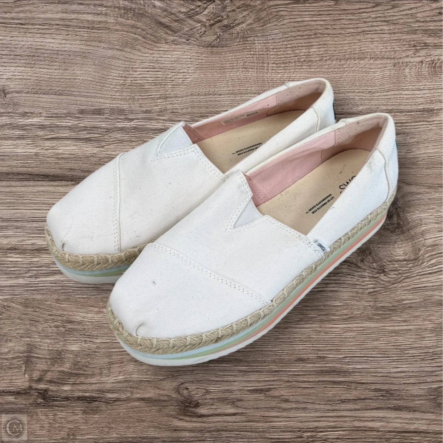 Shoes Heels Platform By Toms In White & Yellow, Size: 6.5