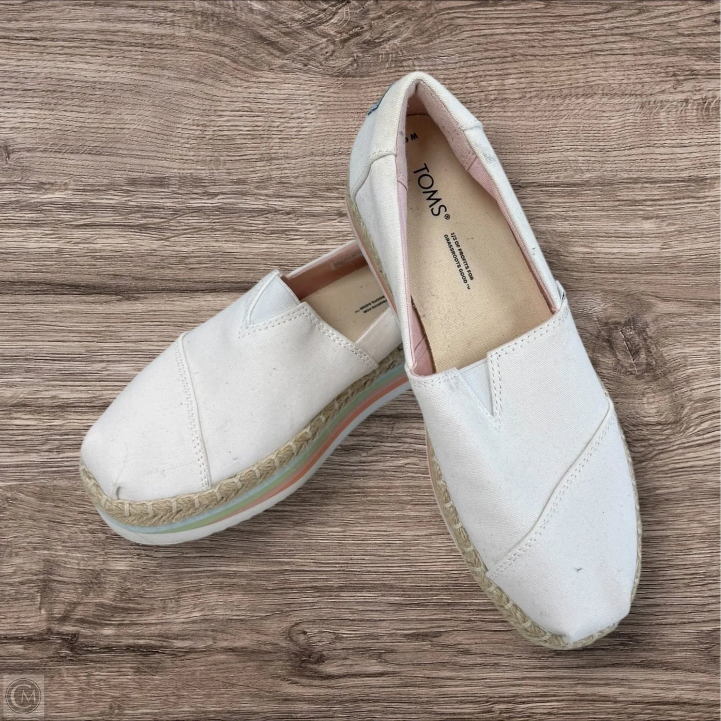Shoes Heels Platform By Toms In White & Yellow, Size: 6.5