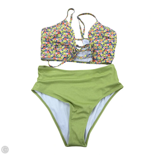 Swimsuit 2pc By Shein In Green & Orange, Size: L