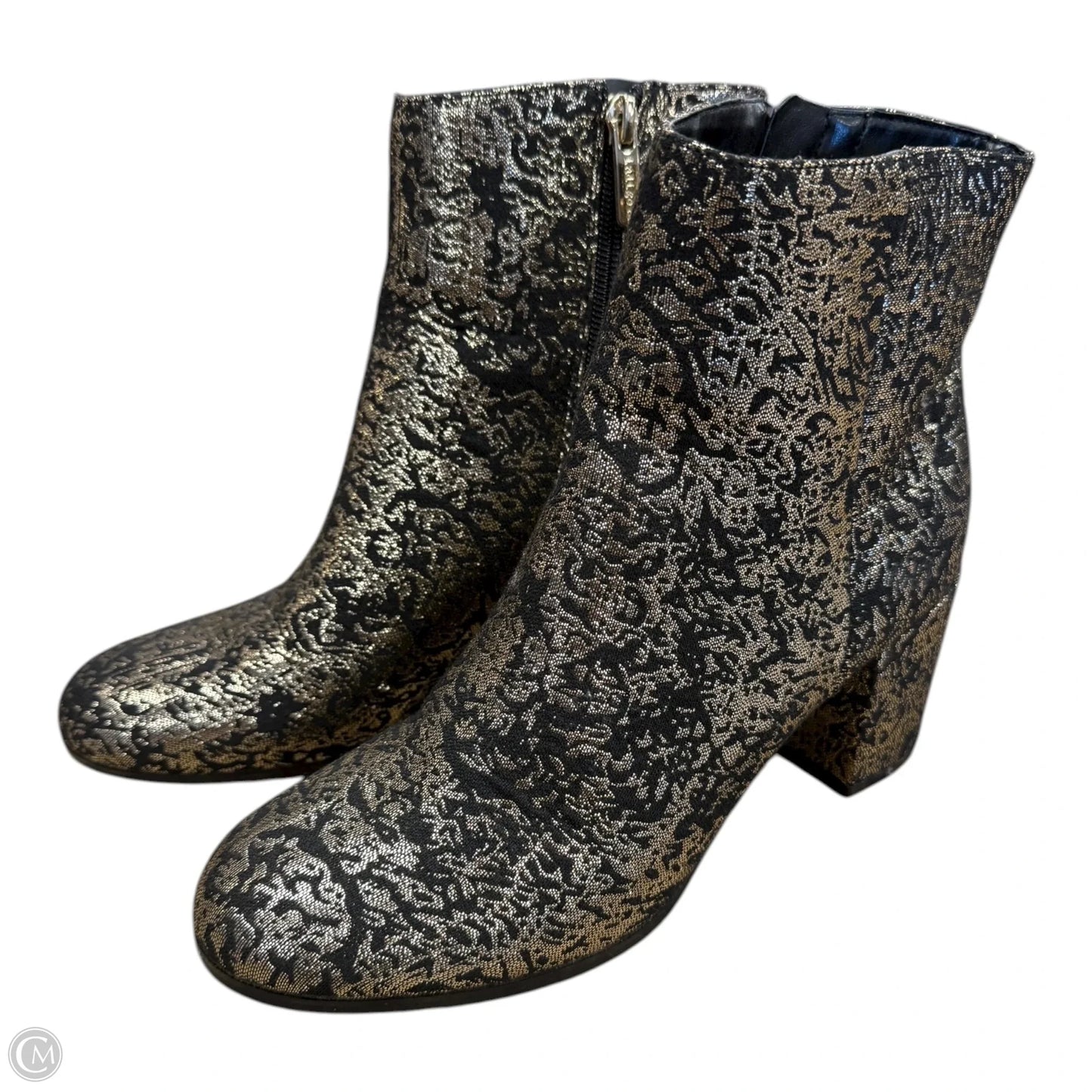 Boots Ankle Heels By Indigo Rd In Black & Gold, Size: 7.5