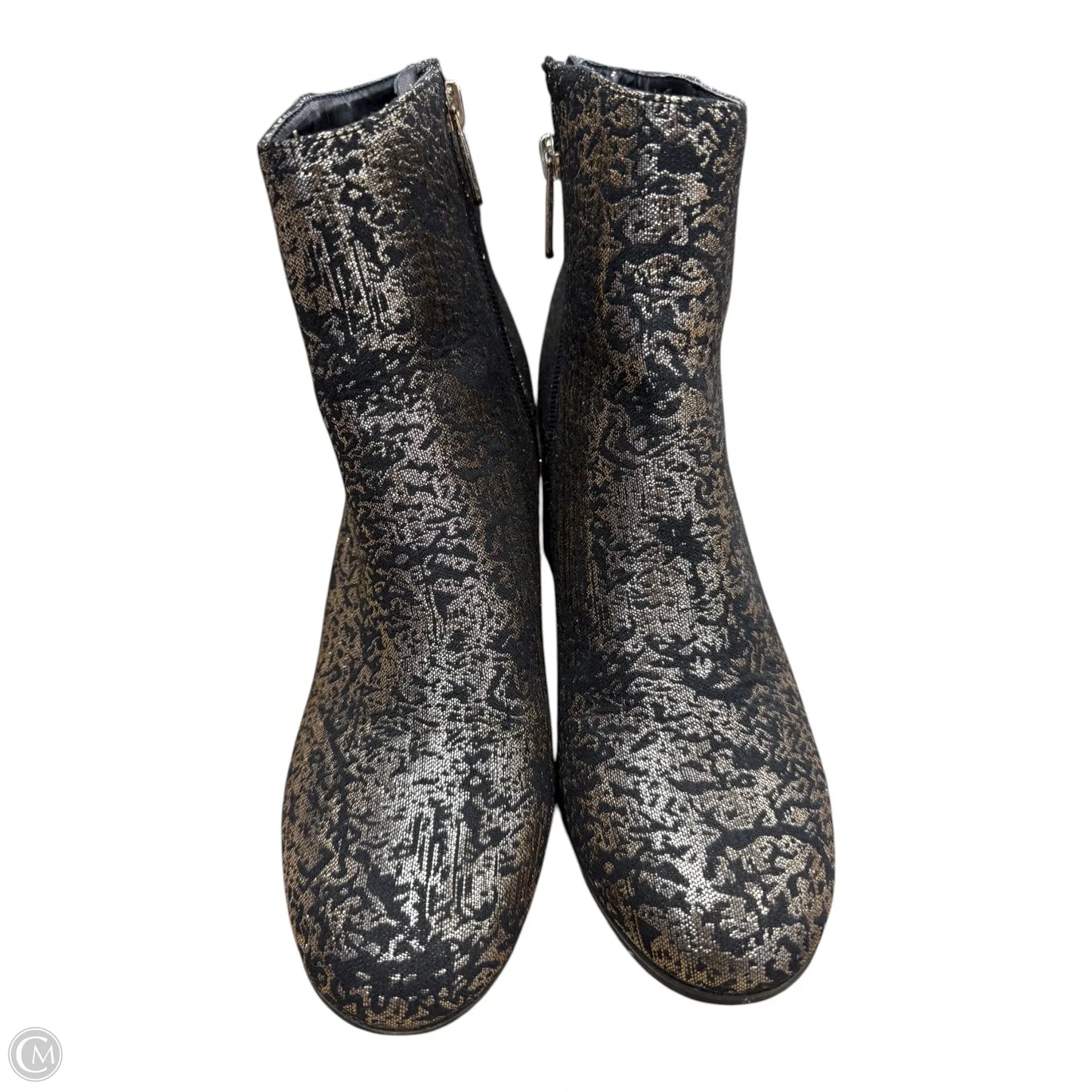 Boots Ankle Heels By Indigo Rd In Black & Gold, Size: 7.5