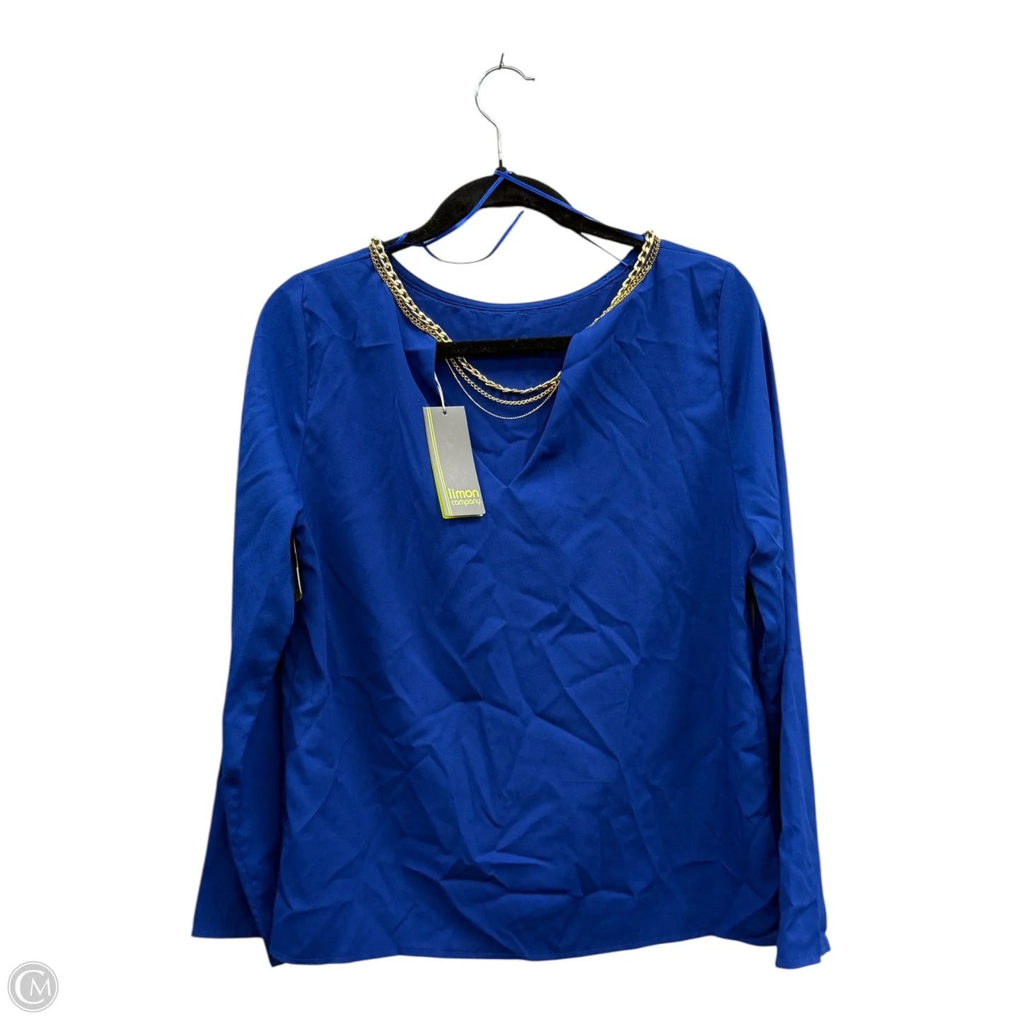 Blouse Long Sleeve By Clothes Mentor In Blue