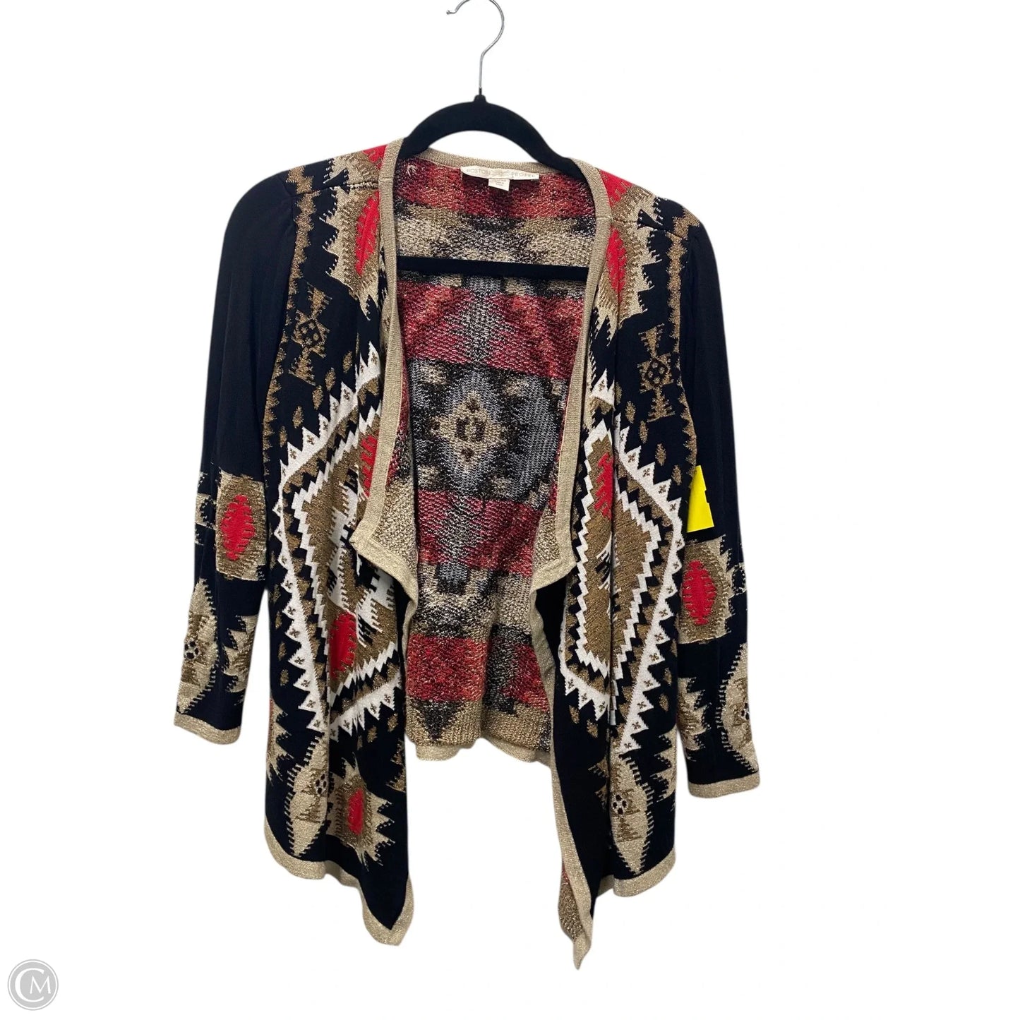 Sweater Cardigan By Boston Proper In Black & Red, Size: Xs