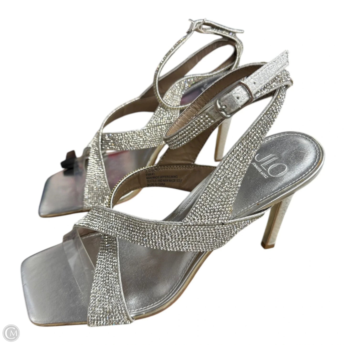 Sandals Heels Stiletto By Jennifer Lopez In Silver, Size: 9.5