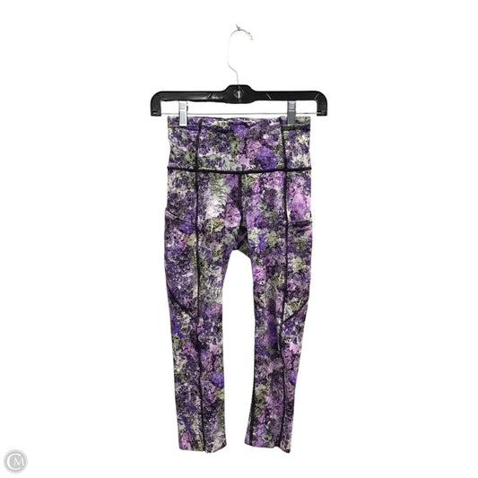 Athletic Leggings Capris By Lululemon In Green & Purple, Size: 4