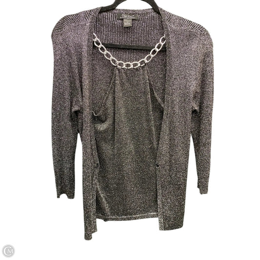 Sweater By Clothes Mentor In Black & Silver, Size: L