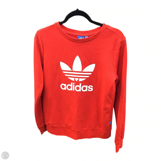 Athletic Sweatshirt Crewneck By Adidas In Red & White, Size: S