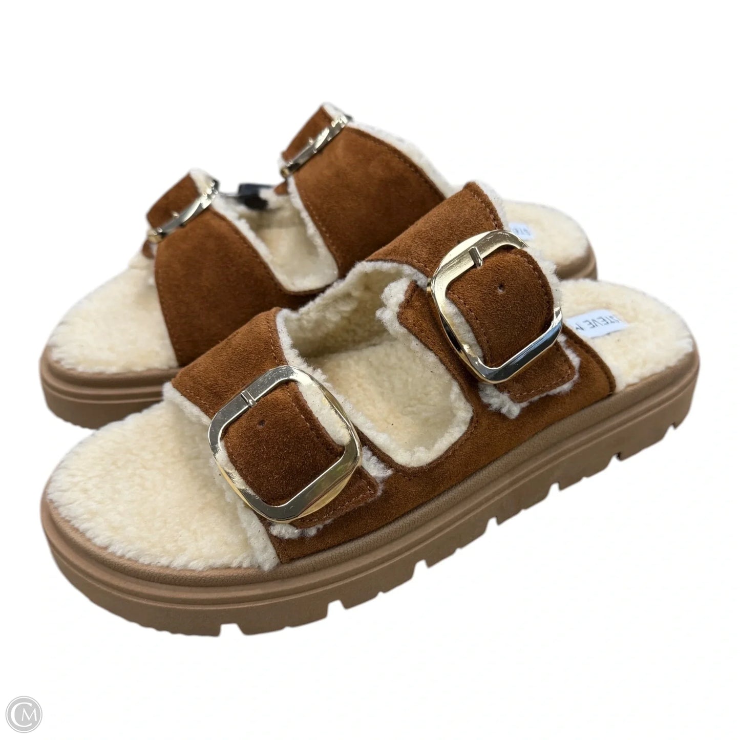 Sandals Heels Platform By Steve Madden In Tan & White, Size: 10