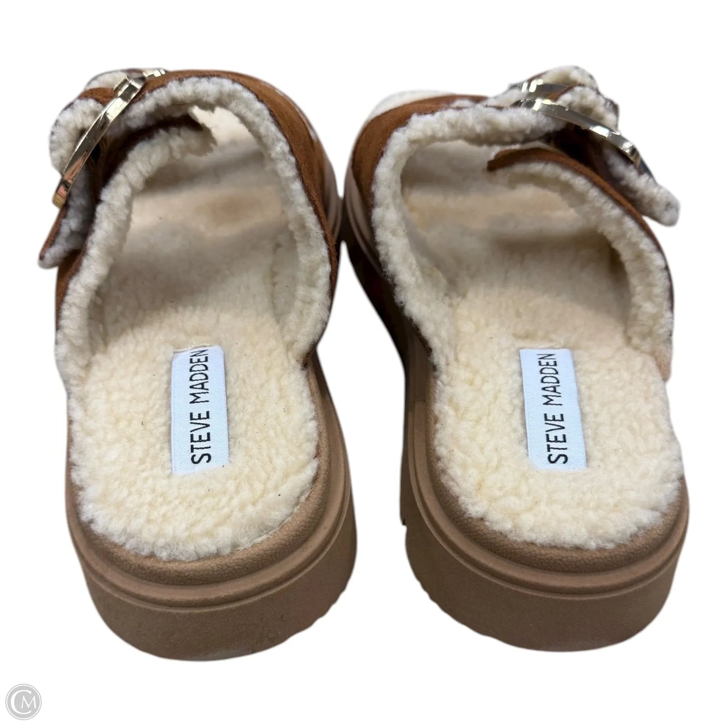 Sandals Heels Platform By Steve Madden In Tan & White, Size: 10