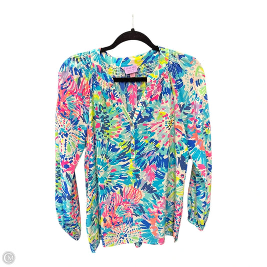 Blouse Designer By Lilly Pulitzer In Blue & Pink, Size: S