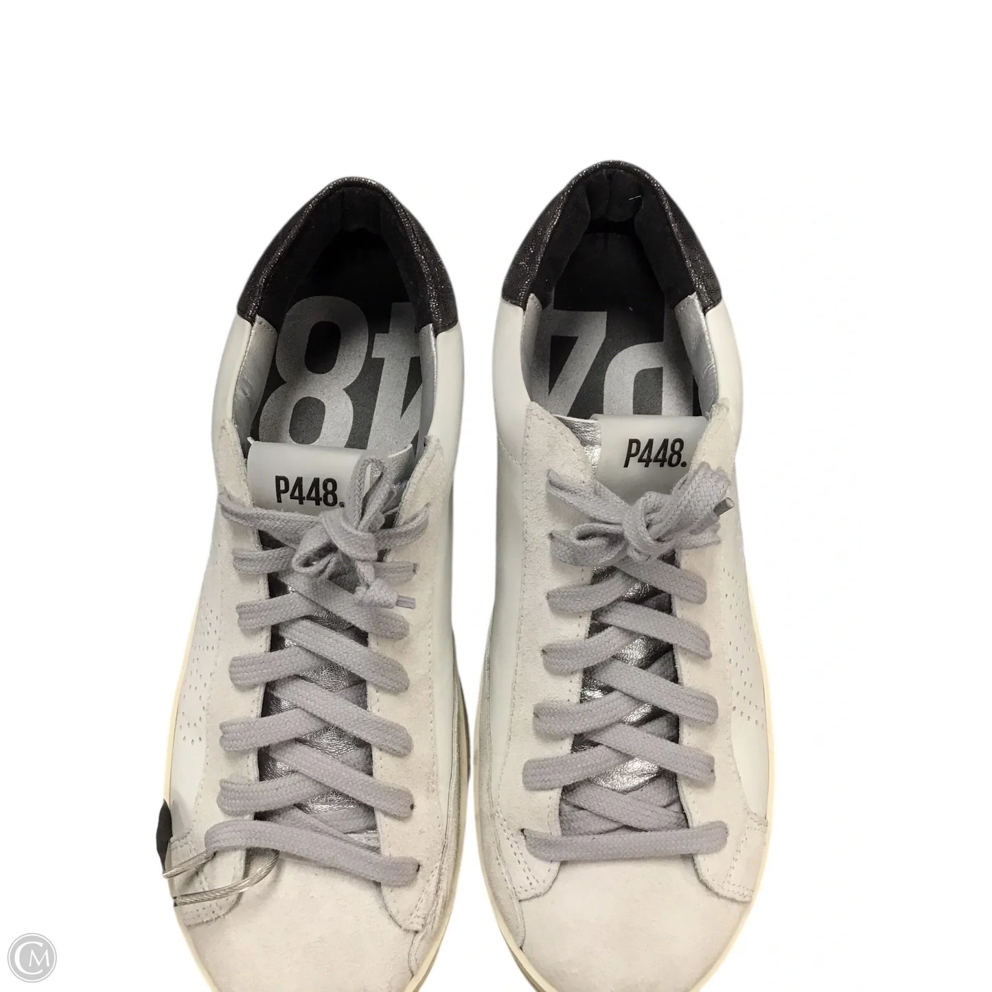 Shoes Sneakers By P448 In Silver & White, Size: 10