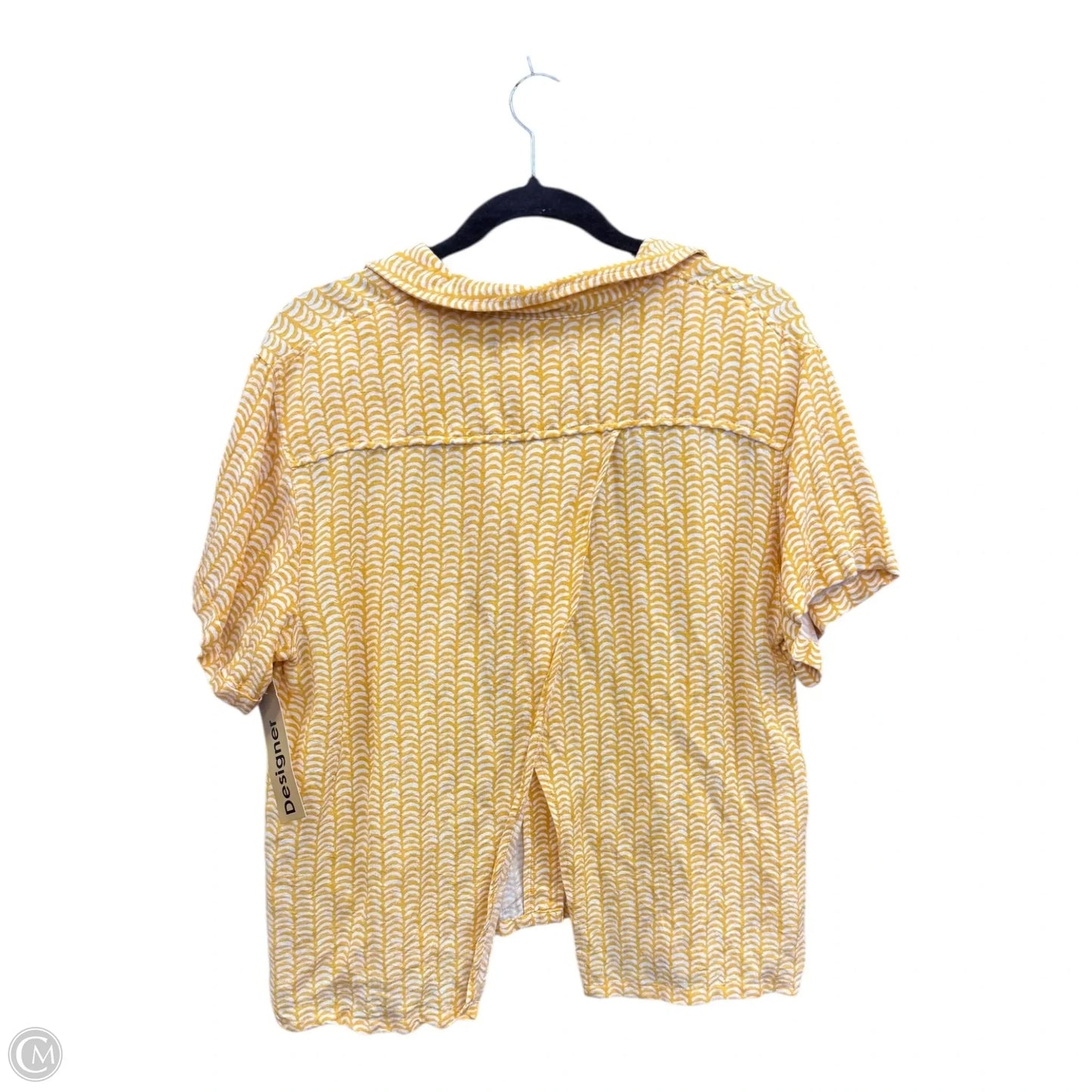 Blouse Short Sleeve By Maeve In White & Yellow, Size: M