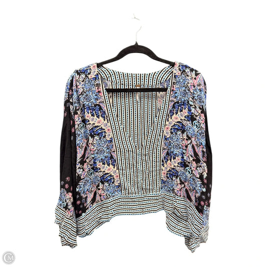 Blouse Long Sleeve By Free People In Black & Blue, Size: M