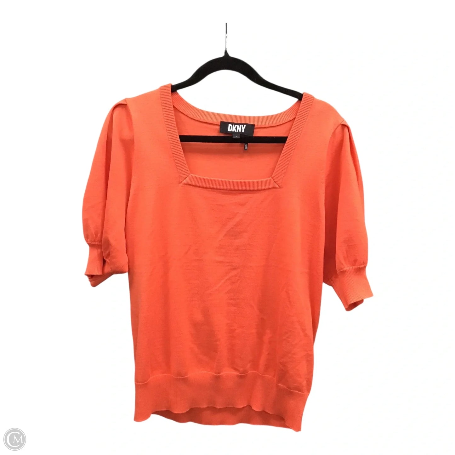 Sweater Short Sleeve By Dkny In Orange, Size: L