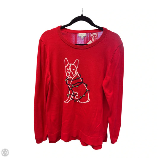 Sweater By Crown And Ivy In Red & White, Size: Xl