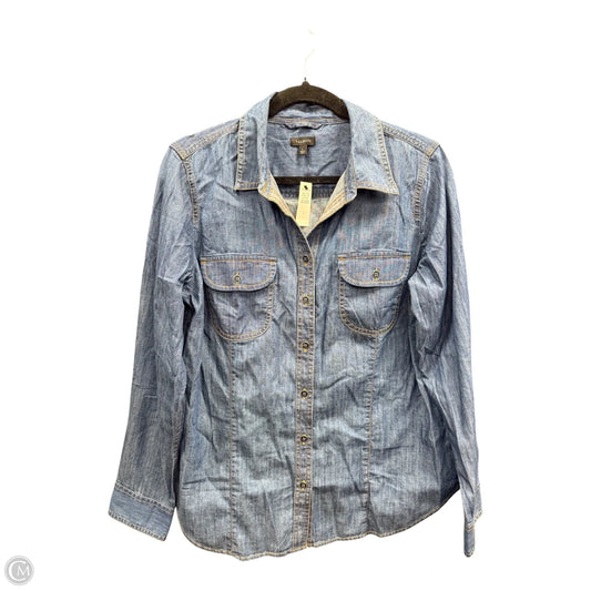 Blouse Long Sleeve By Talbots In Blue Denim, Size: L