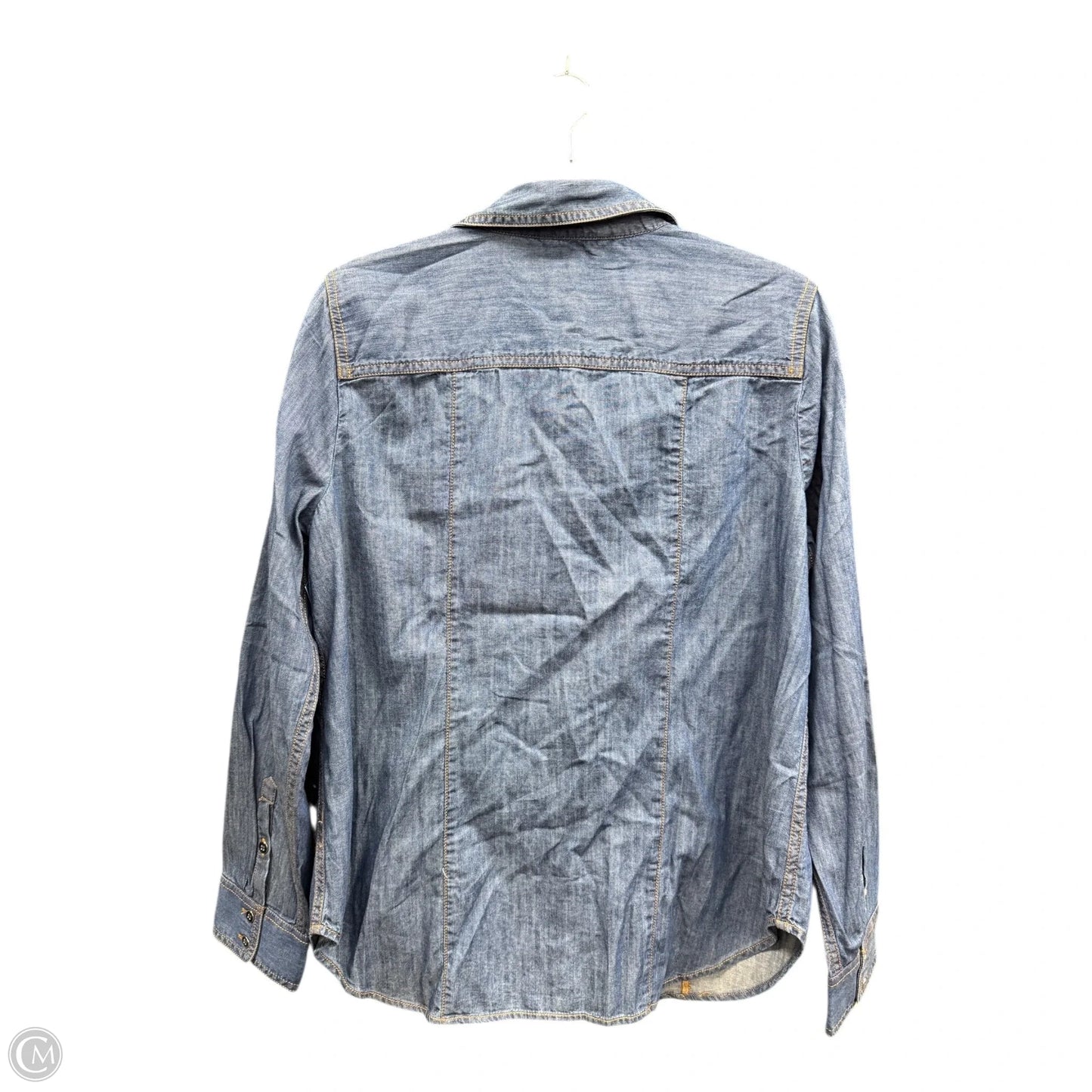 Blouse Long Sleeve By Talbots In Blue Denim, Size: L