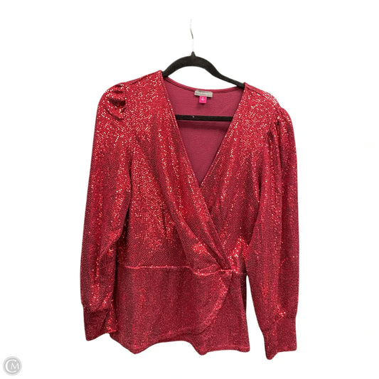 Blouse Long Sleeve By Vince Camuto In Red, Size: Xl