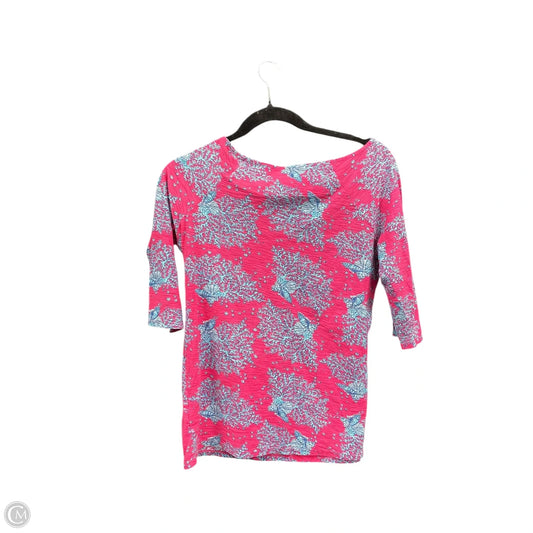 Top 3/4 Sleeve Designer By Lilly Pulitzer In Blue & Pink, Size: M